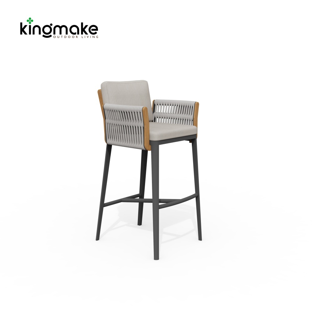 Albert Collection Rope Weave Aluminum  Bar Stool