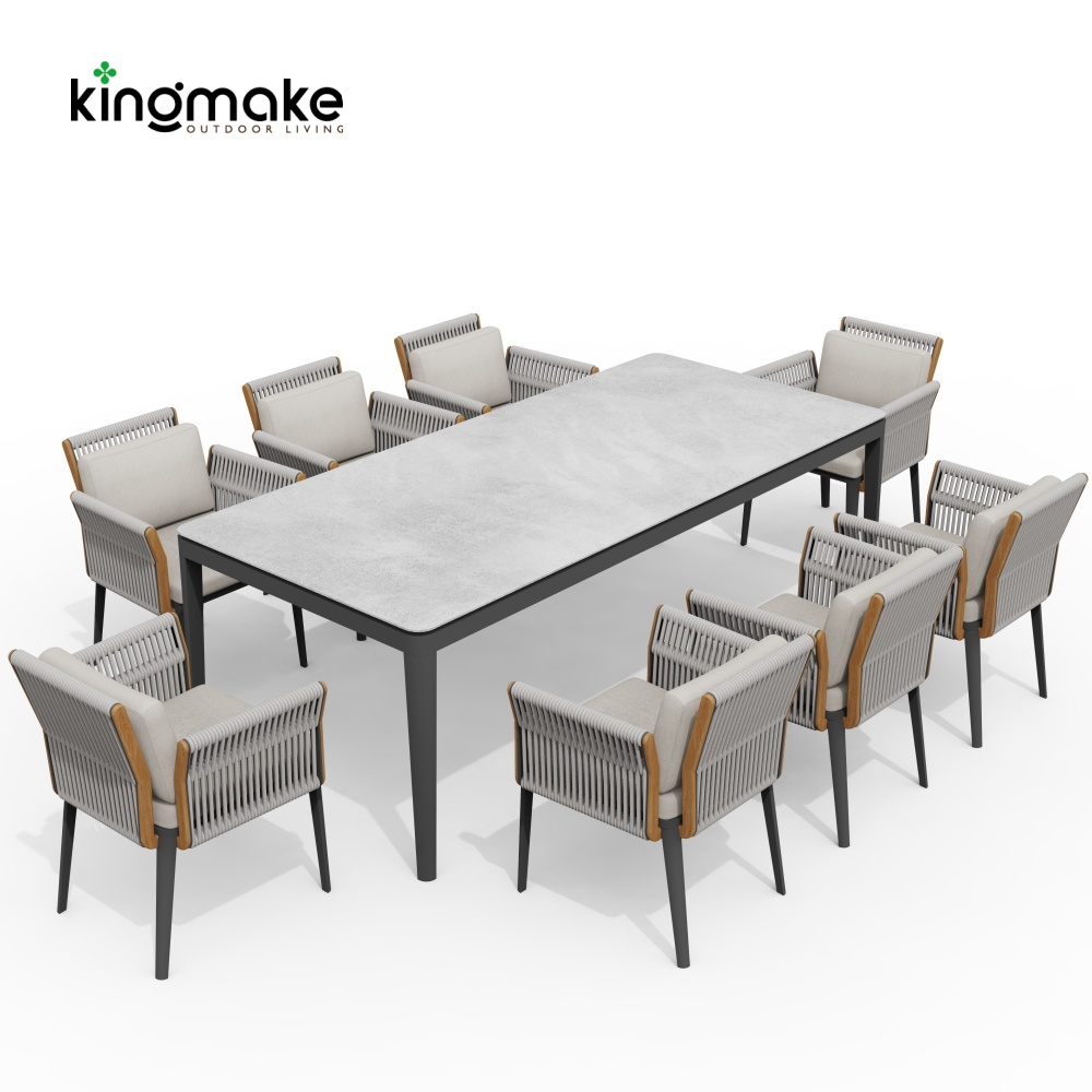 Rope Weave Aluminum Outdoor Dining Set