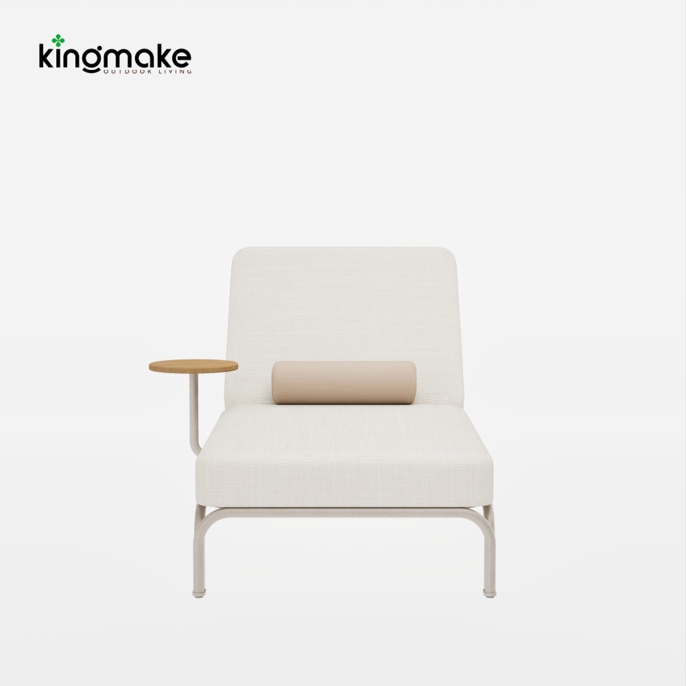 M.Y. Collection Arched Aluminum Sun Lounger with Teak Side Table