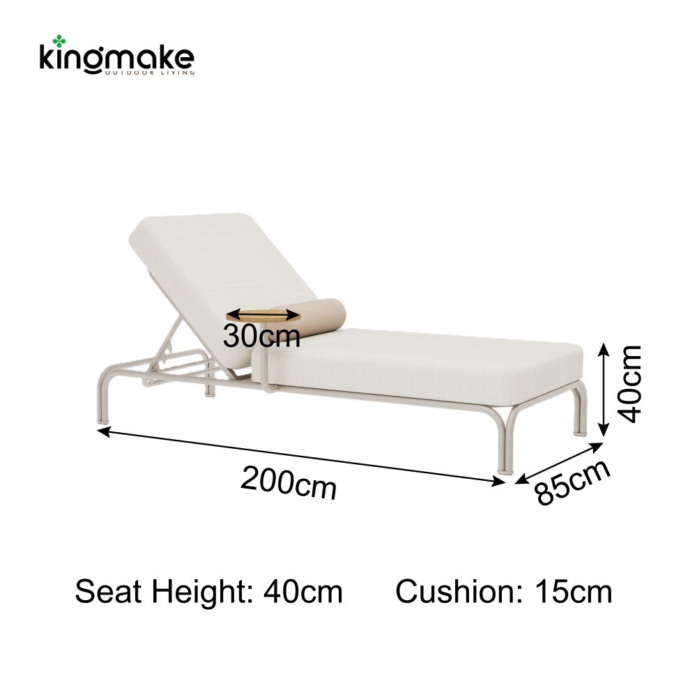 M.Y. Collection Arched Aluminum Sun Lounger with Teak Side Table