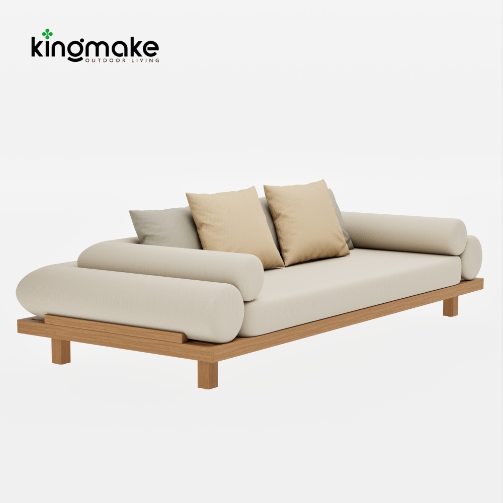 Duvo Collection Modern Teak Three-Seat Sofa