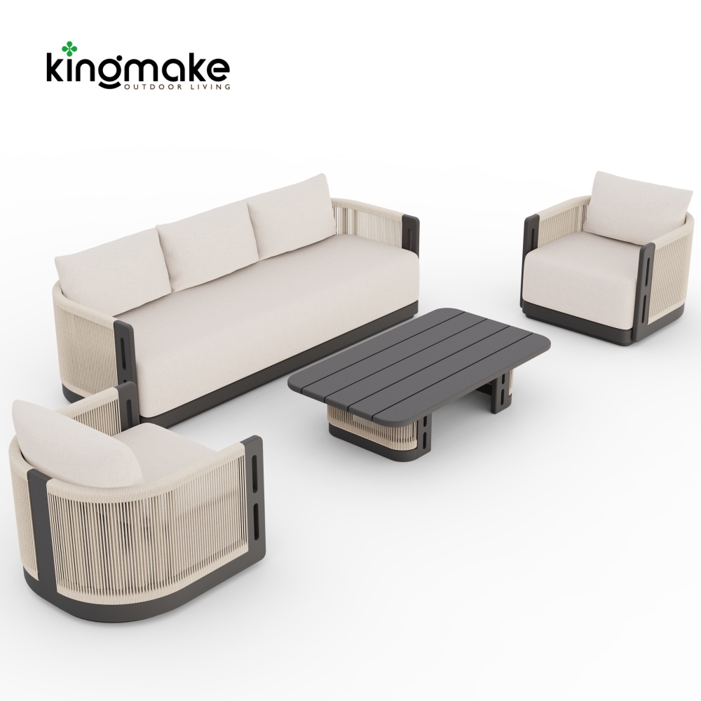 Laguna Collection Aluminum Outdoor Armchair with Hand-Woven Rope