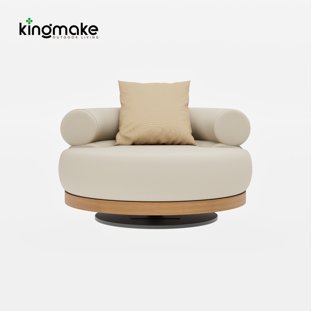 Duvo Collection Modern Teak Round Swivel Sofa