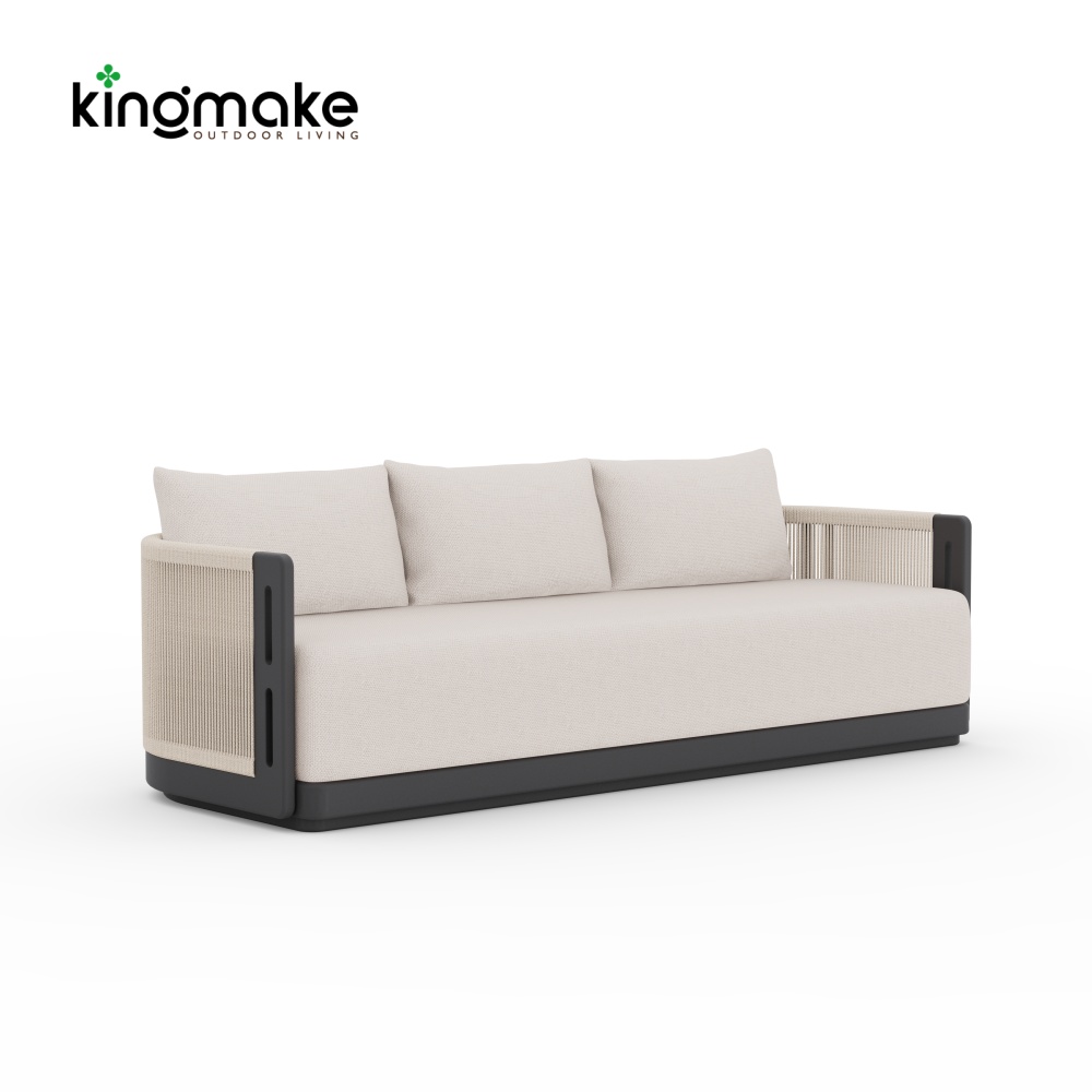 Laguna Collection Aluminum Outdoor Three-Seat Sofa With Hand-Woven Rope_复制
