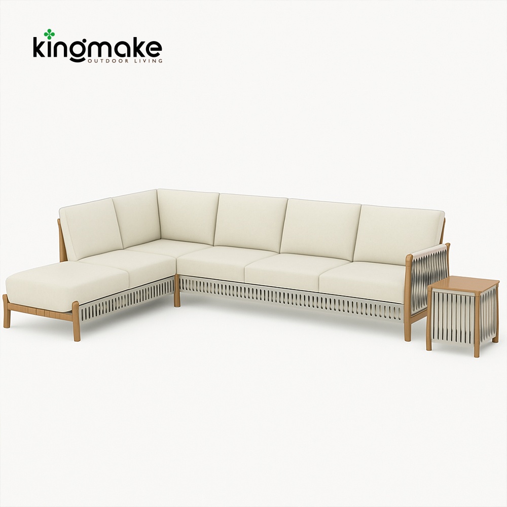 Modern Wooden Powder-Coated Aluminum Sofa KMD18028