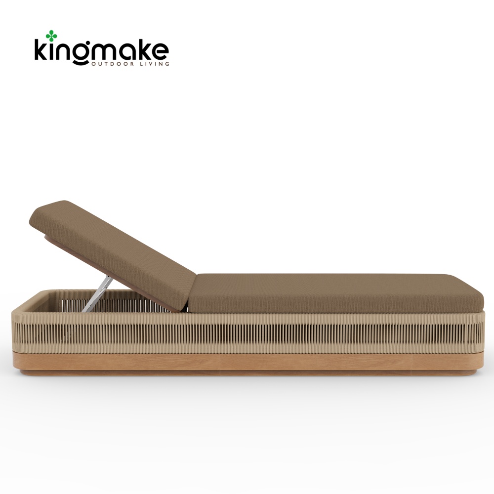 Laguna Collection Teak Sun Lounger With Hand-Woven Rope
