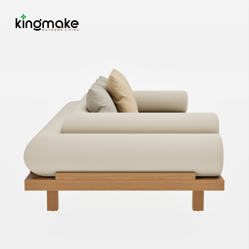 Duvo Collection Modern Teak Three-Seat Sofa