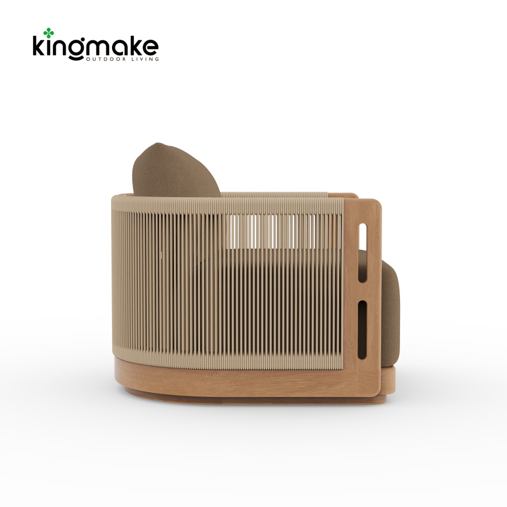 Laguna Collection Solid Teak Outdoor Armchair with Hand-Woven Rope