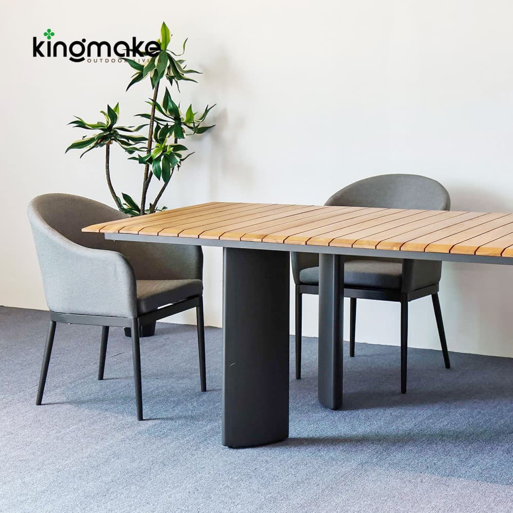 Modern Upholstered Rectangular Outdoor Dining Set KM18019