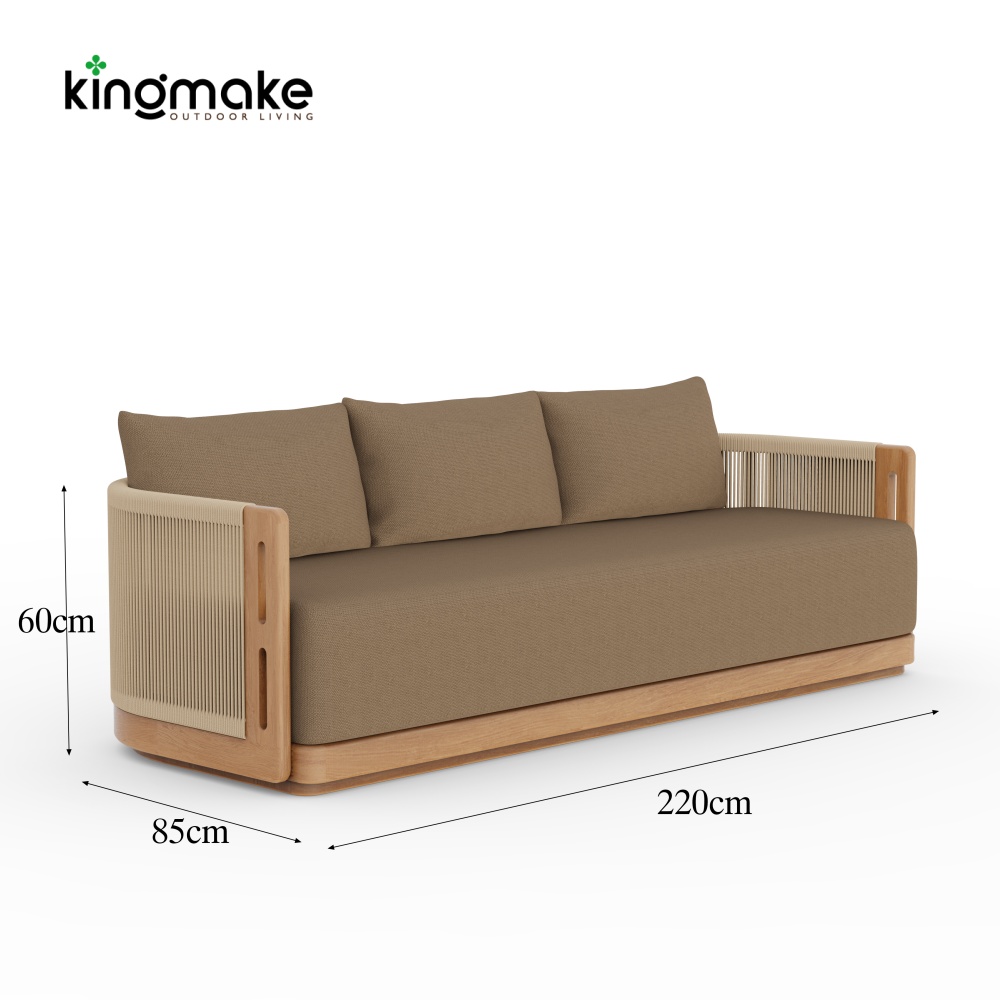Laguna Collection Solid Teak Outdoor Sofa Set with Hand-Woven Rope