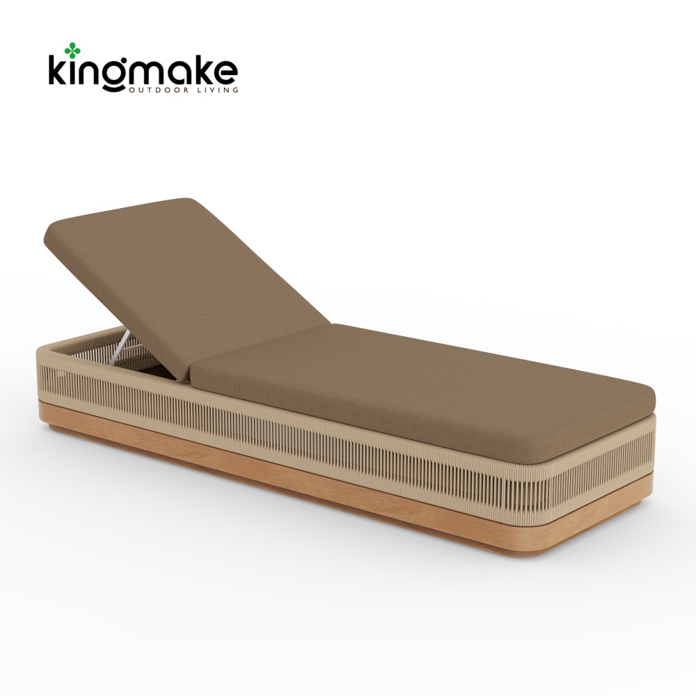 Laguna Collection Teak Sun Lounger With Hand-Woven Rope
