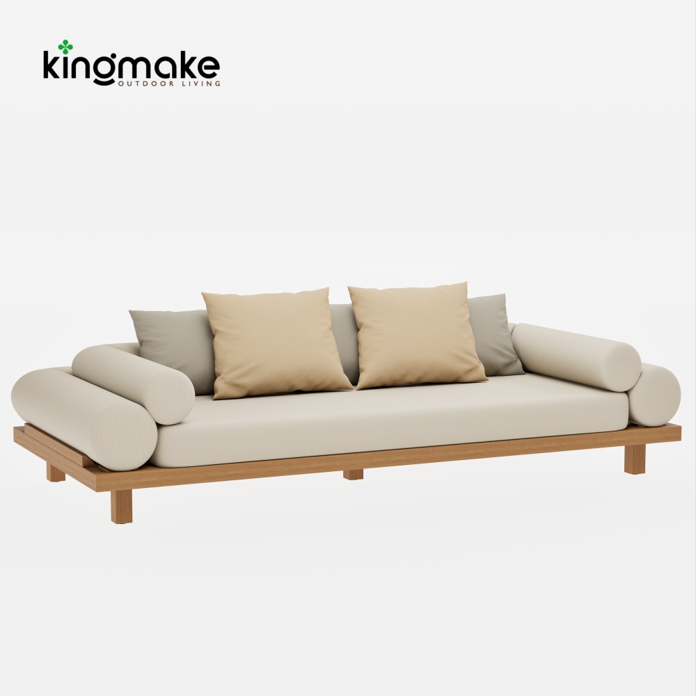 Duvo Collection Modern Teak Three-Seat Sofa