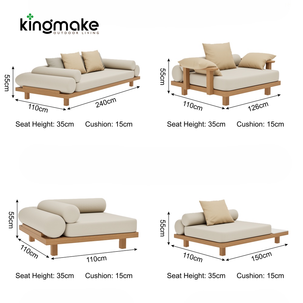 Duvo Collection Modern Teak Corner Sofa Set