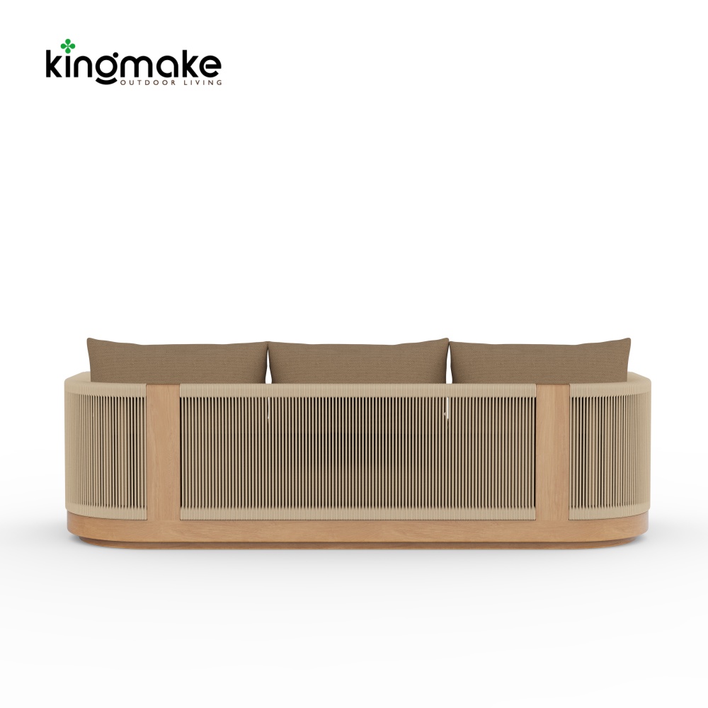Laguna Collection Solid Teak Outdoor Sofa Set with Hand-Woven Rope