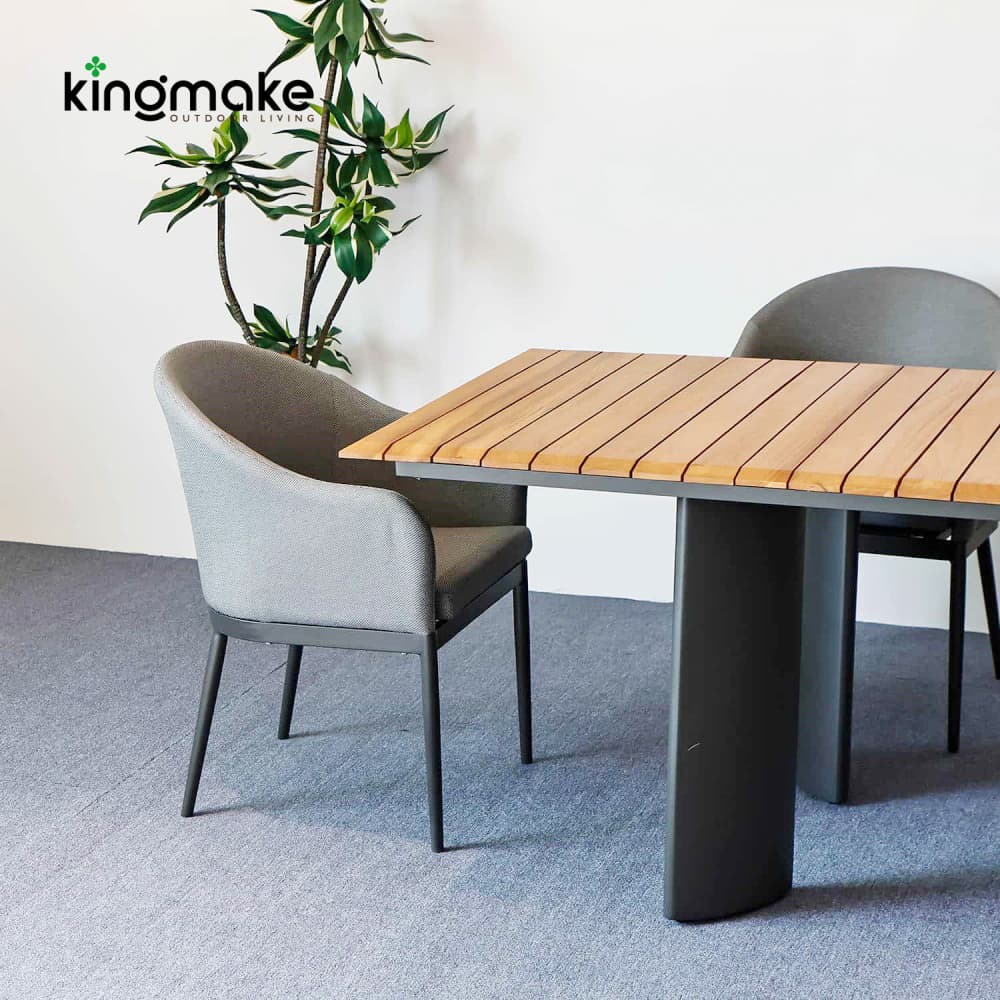 Modern Upholstered Rectangular Outdoor Dining Set KM18019