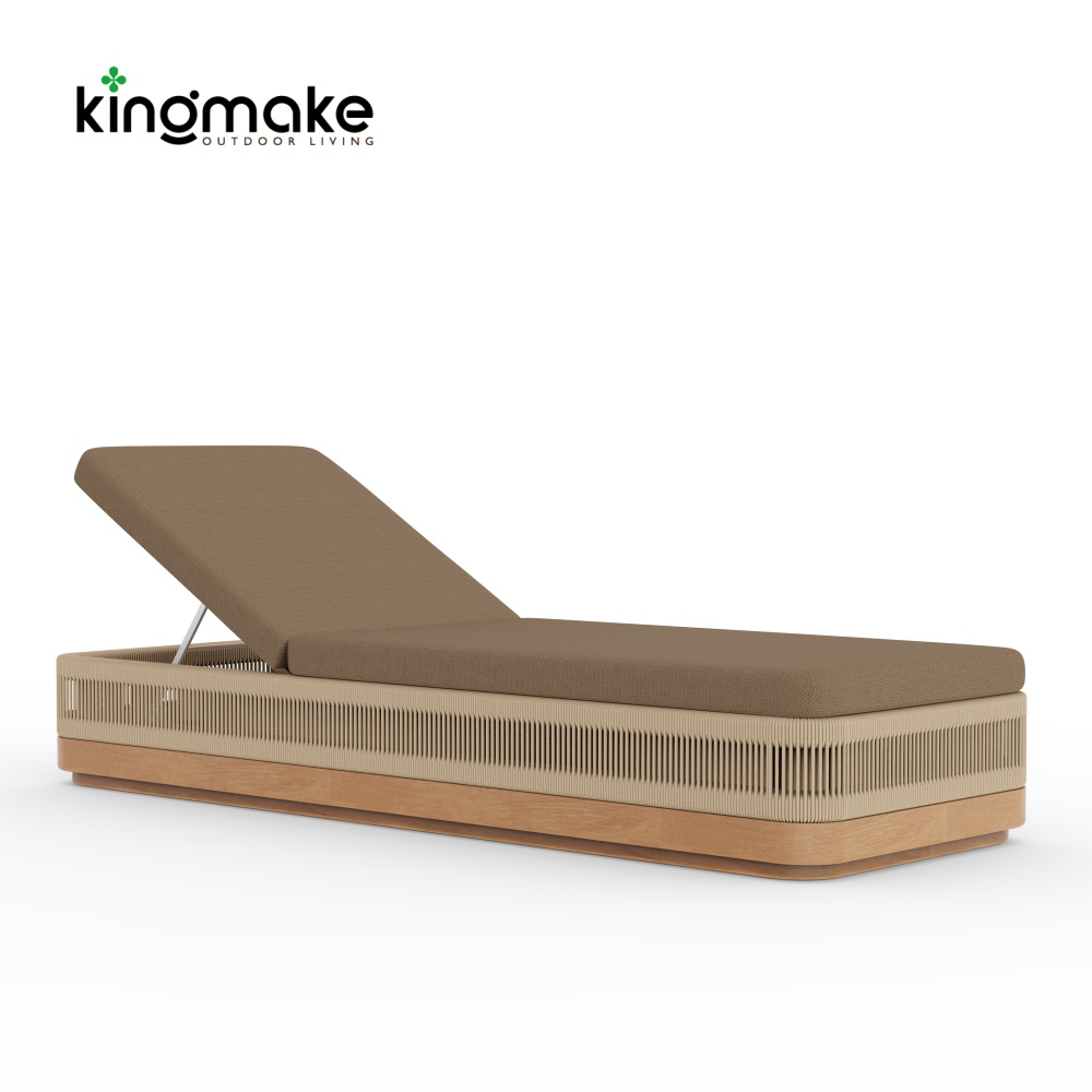 Laguna Collection Teak Sun Lounger With Hand-Woven Rope