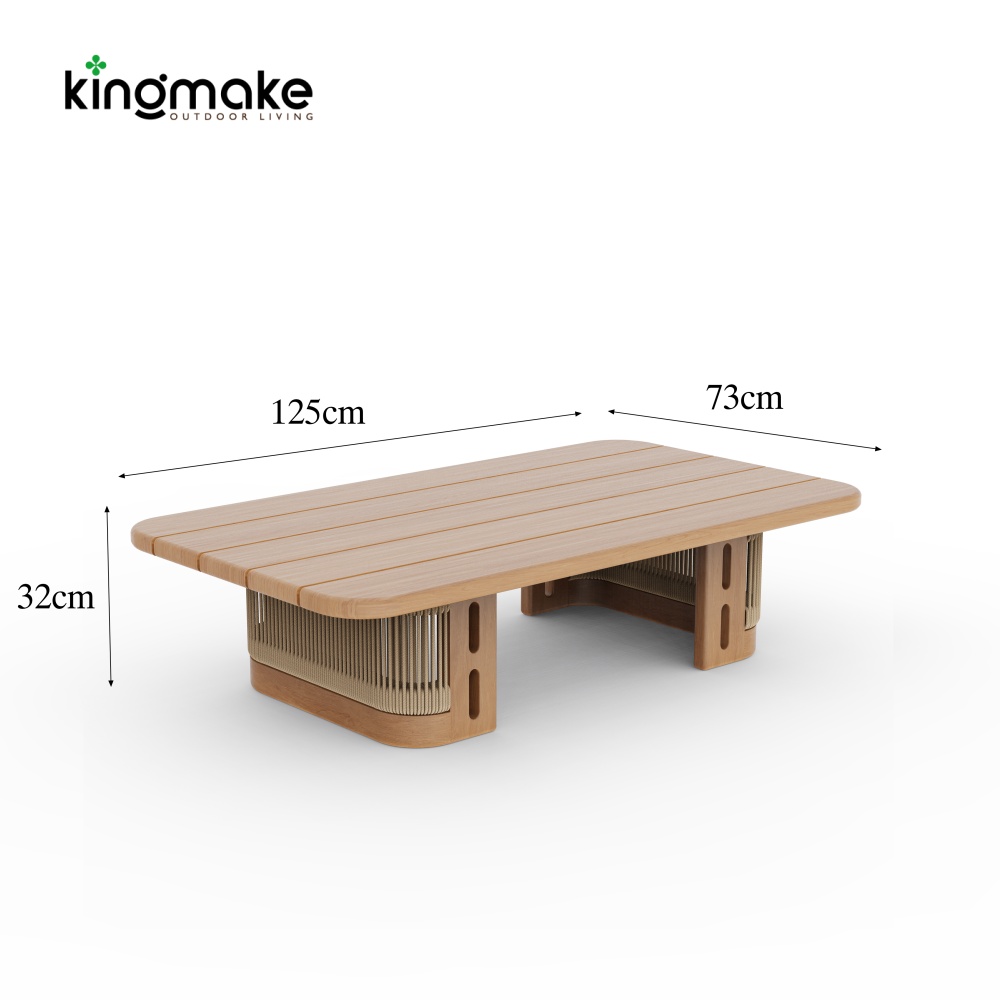 Laguna Collection Solid Teak Modular Outdoor Sectional Sofa with Hand-Woven Rope