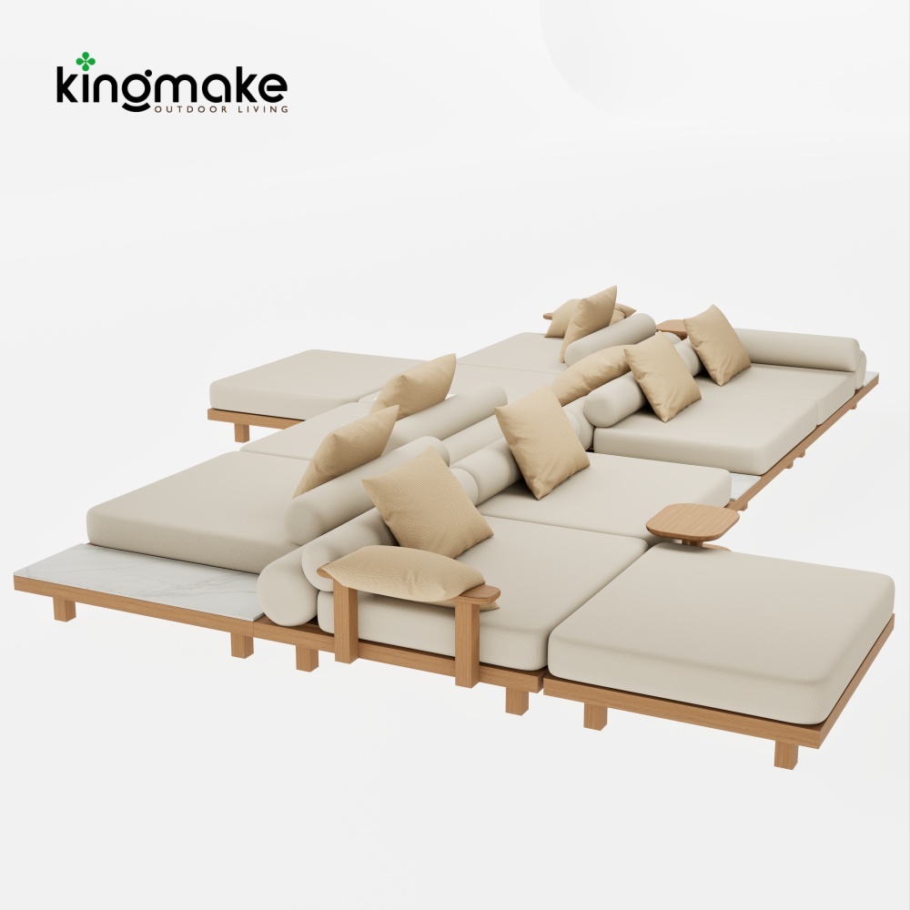 Duvo Collection Modern Teak Corner Sofa Set