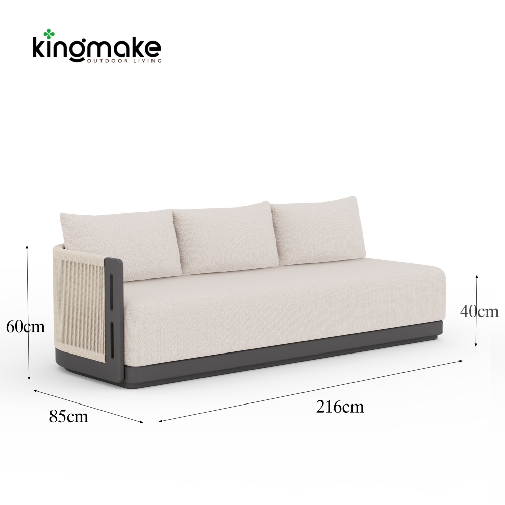 Laguna Collection Aluminum Modular Outdoor Sectional Sofa With Hand-Woven Rope