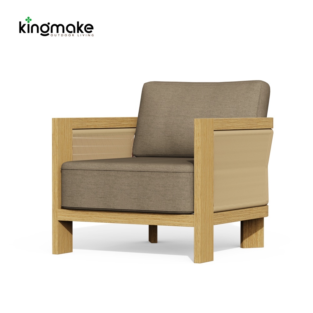 Modern Wood Grain Powder-Coated Aluminum Single Sofa KMD18024