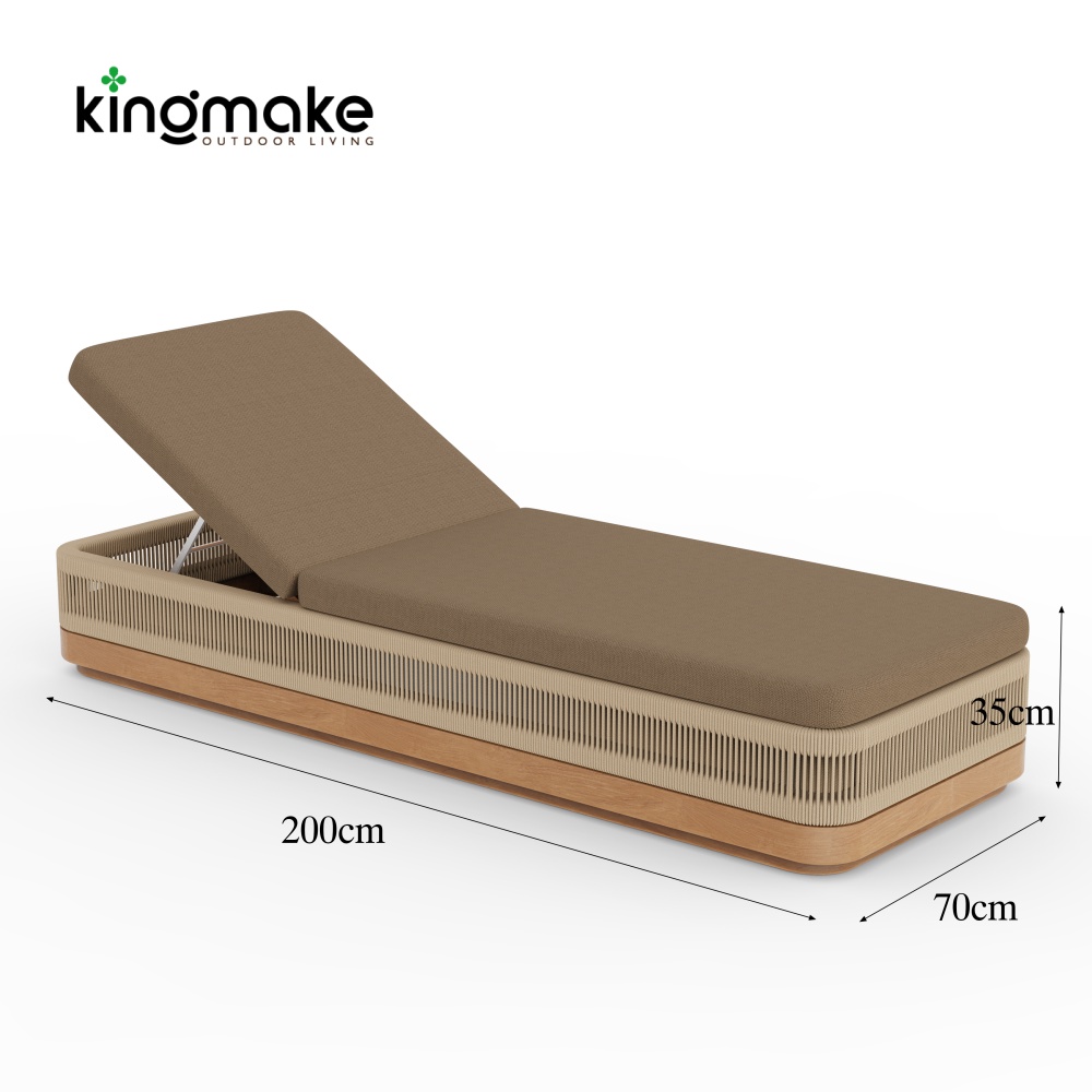 Laguna Collection Teak Sun Lounger With Hand-Woven Rope