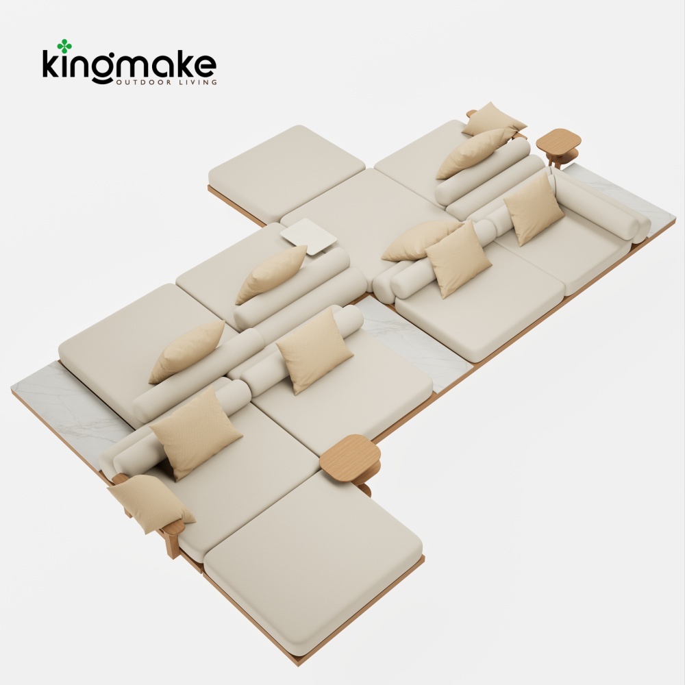 Duvo Collection Modern Teak Corner Sofa Set