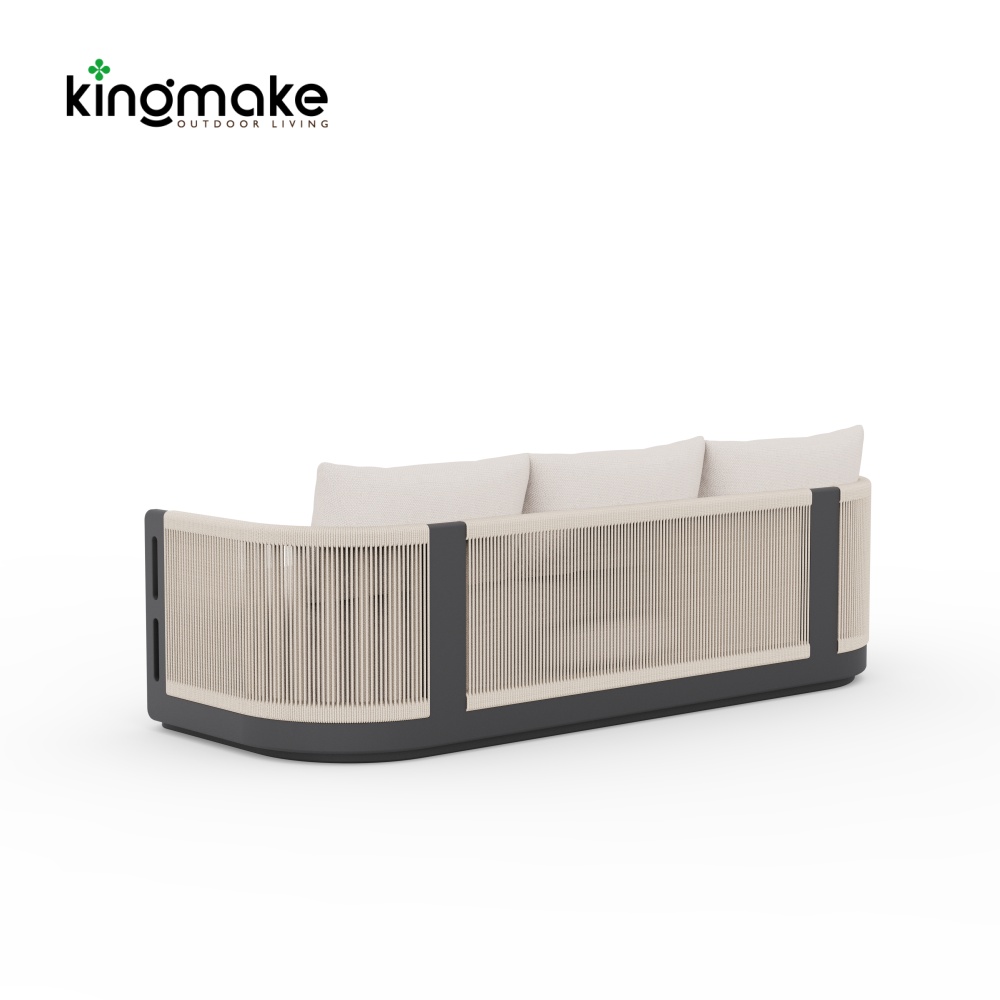Laguna Collection Aluminum Outdoor Three-Seat Sofa With Hand-Woven Rope_复制