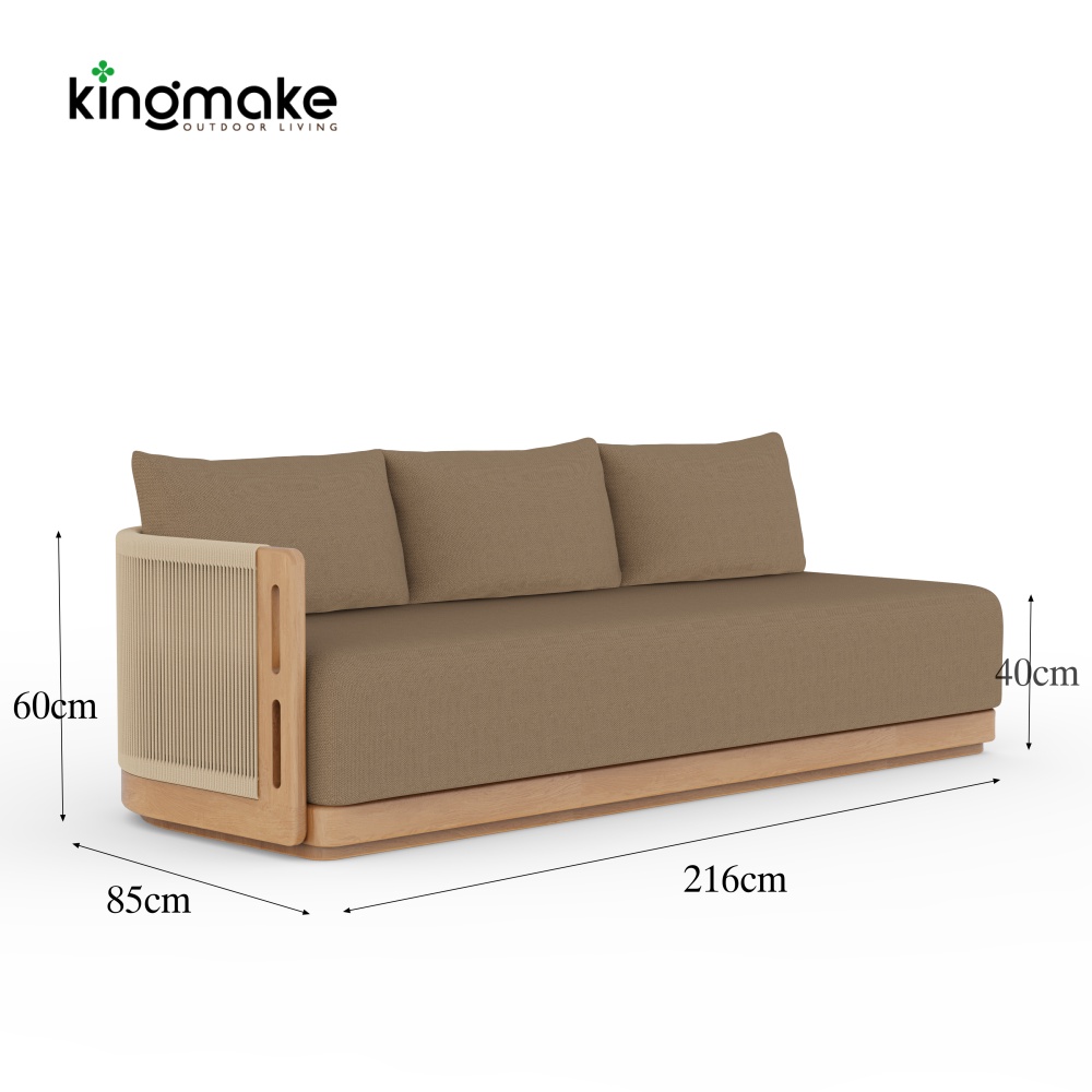 Laguna Collection Solid Teak Modular Outdoor Sectional Sofa with Hand-Woven Rope