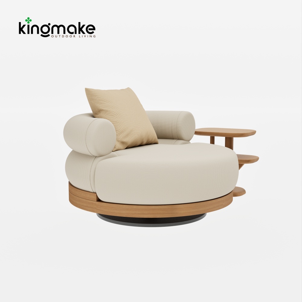 Duvo Collection Modern Teak Round Swivel Sofa