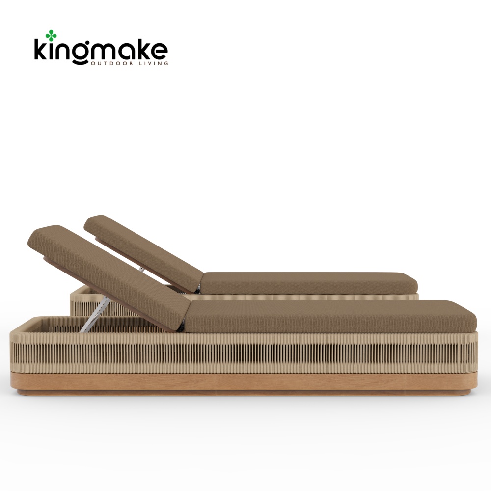 Laguna Collection Teak Sun Lounger With Hand-Woven Rope
