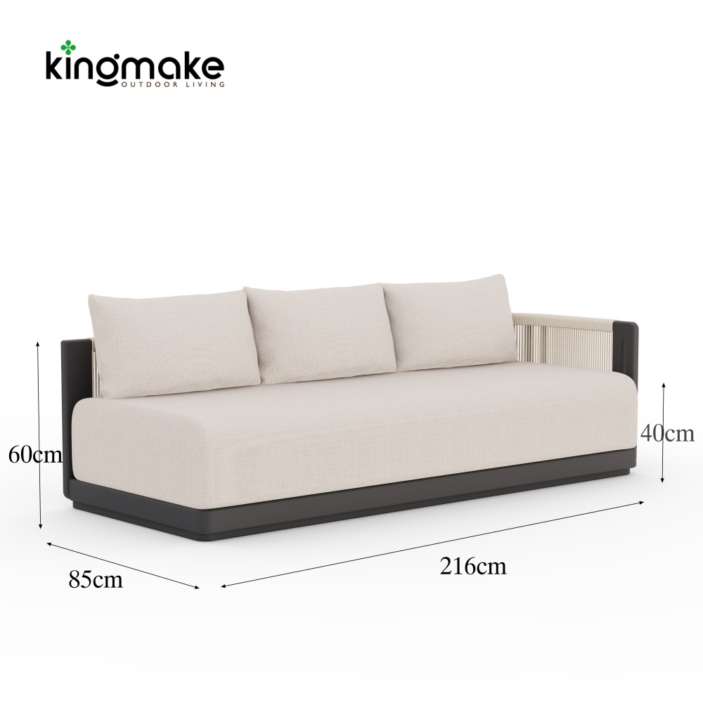 Laguna Collection Aluminum Modular Outdoor Sectional Sofa With Hand-Woven Rope