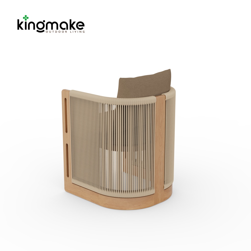 Laguna Collection Solid Teak Outdoor Chair with Hand-Woven Rope