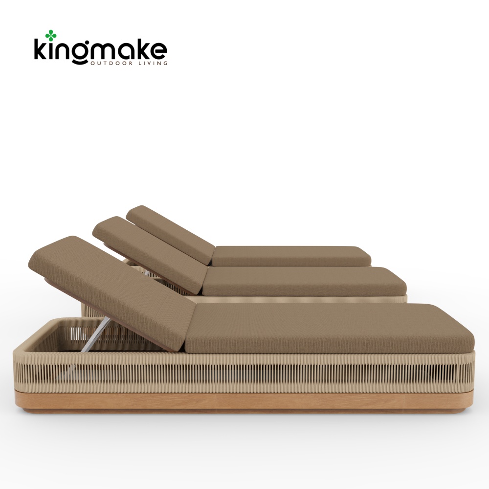 Laguna Collection Teak Sun Lounger With Hand-Woven Rope