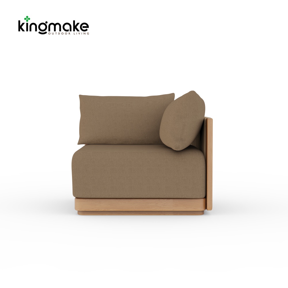 Laguna Collection Solid Teak Modular Outdoor Sectional Sofa with Hand-Woven Rope