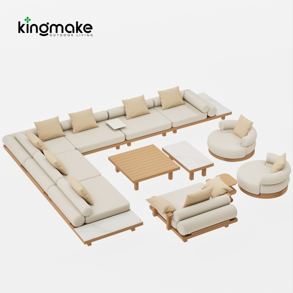 Duvo Collection Modern Teak Corner Sofa Set