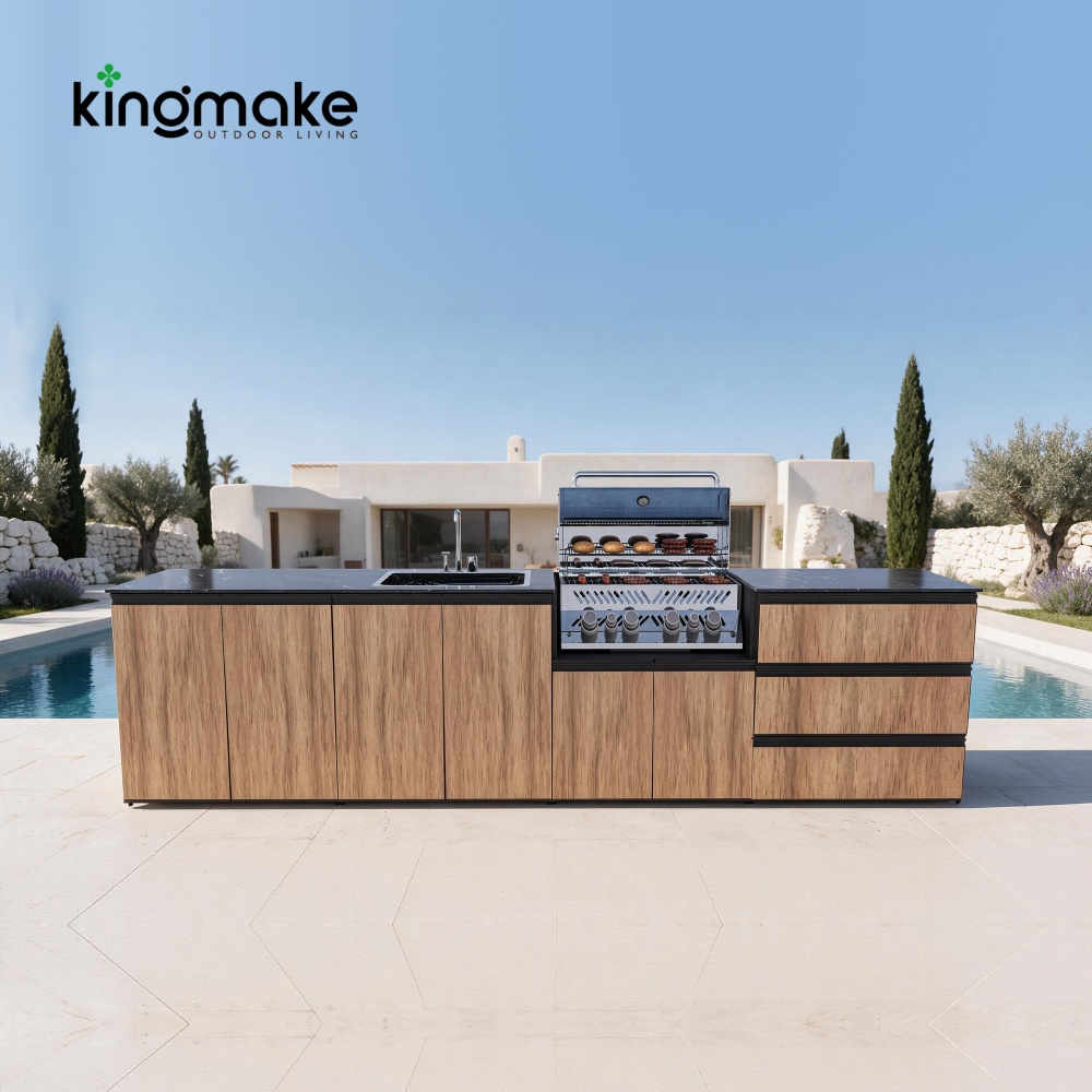 Modern Aluminum L-Shaped Outdoor Kitchen