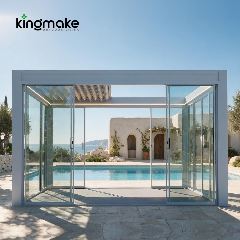 Modern Aluminum Motorized Louvered Pergola