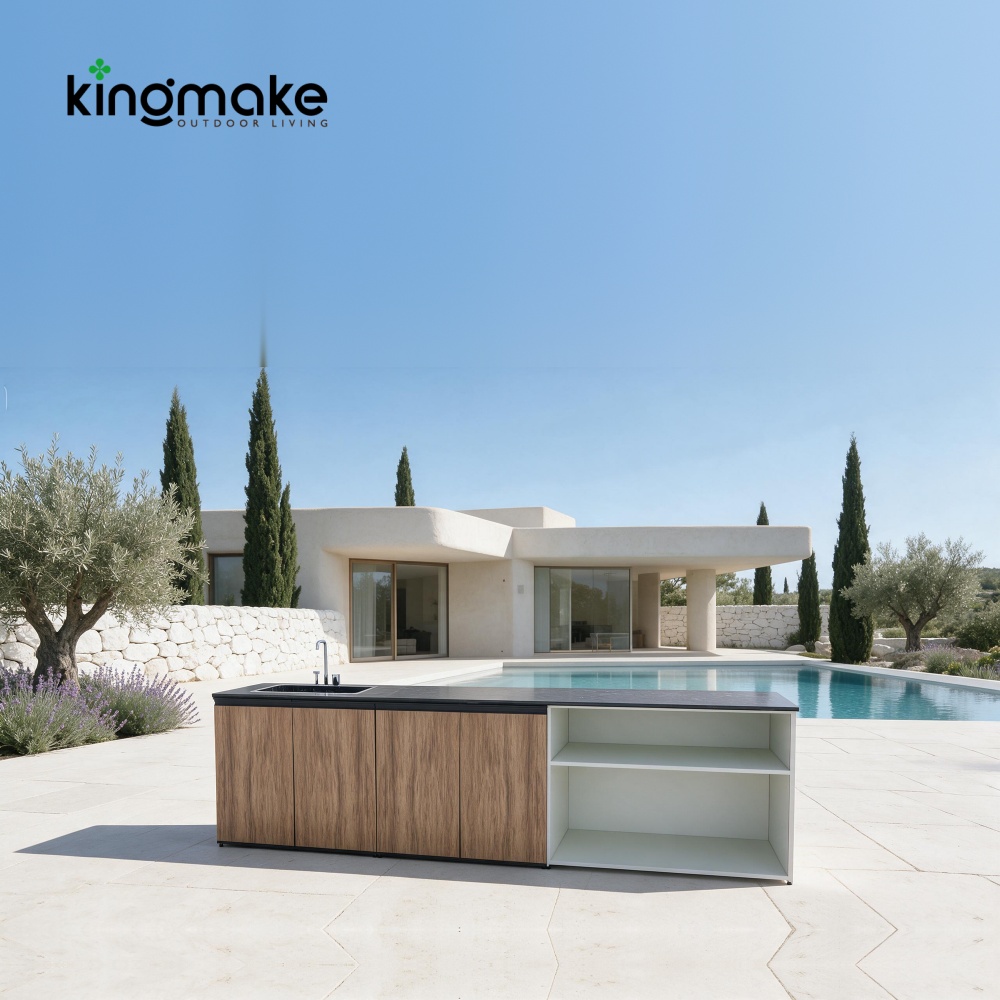 Modern Aluminum L-Shaped Outdoor Kitchen