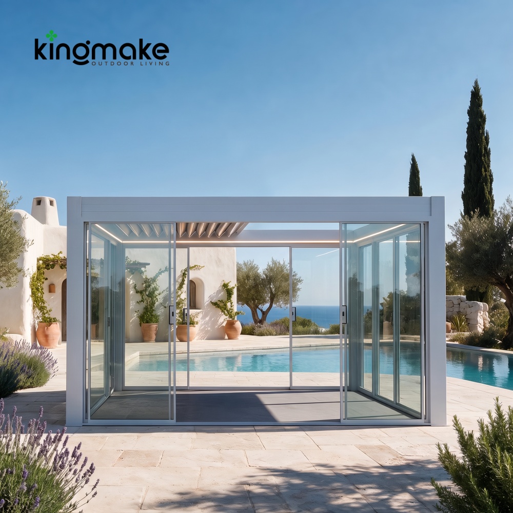 Modern Aluminum Motorized Louvered Pergola