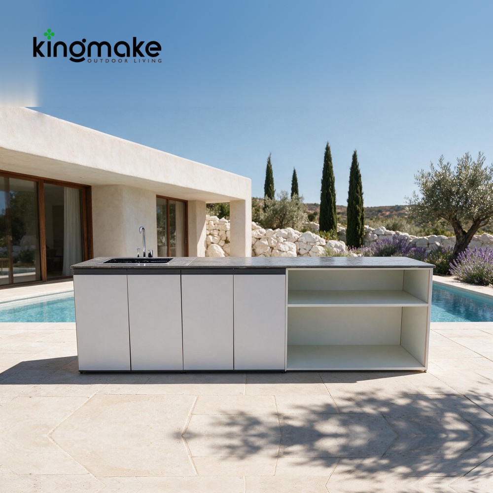 Modern Aluminum L-Shaped Outdoor Kitchen