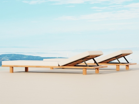High-end Outdoor Solid Teak Sun Lounger KMD18003