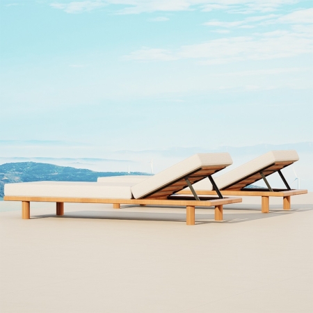 High-end Outdoor Solid Teak Sun Lounger KMD18003