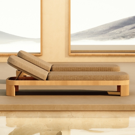 solid teak wood sun lounger kmd18009