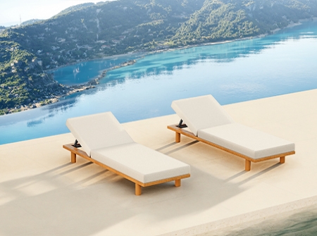 High-end Outdoor Solid Teak Sun Lounger KMD18003