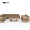 Laguna Collection Solid Teak Modular Outdoor Sectional Sofa with Hand-Woven Rope