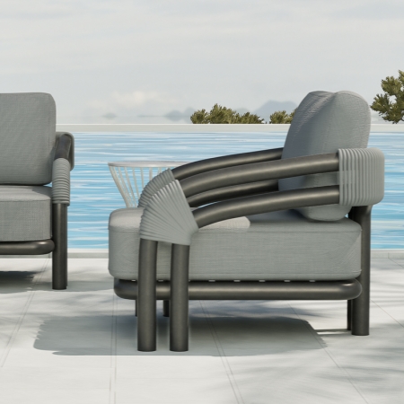 Modern Aluminum Pipeline Collection Single Sofa KM18015