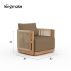 Laguna Collection Solid Teak Outdoor Armchair with Hand-Woven Rope