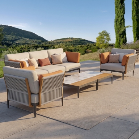 Albert Collection Rope Weave Aluminum Conversation Sofa Set