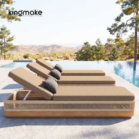 Laguna Collection Teak Sun Lounger With Hand-Woven Rope
