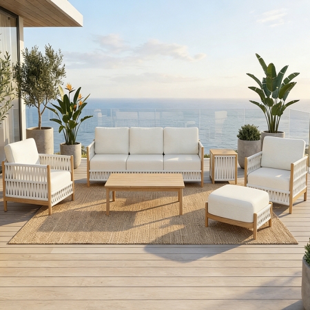 Modern Wooden Powder-Coated Aluminum Sofa KMD18028